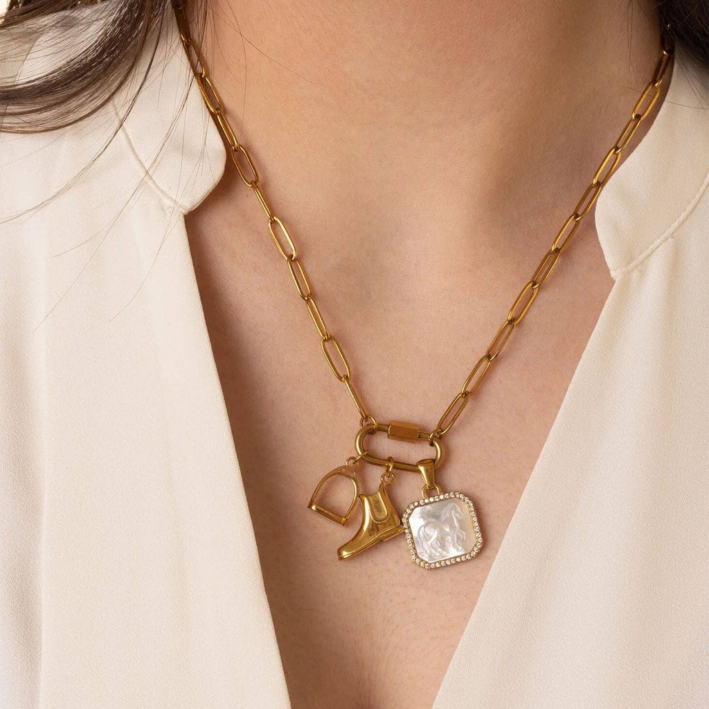 18K Gold PVD Stainless Steel Stirrup Charm