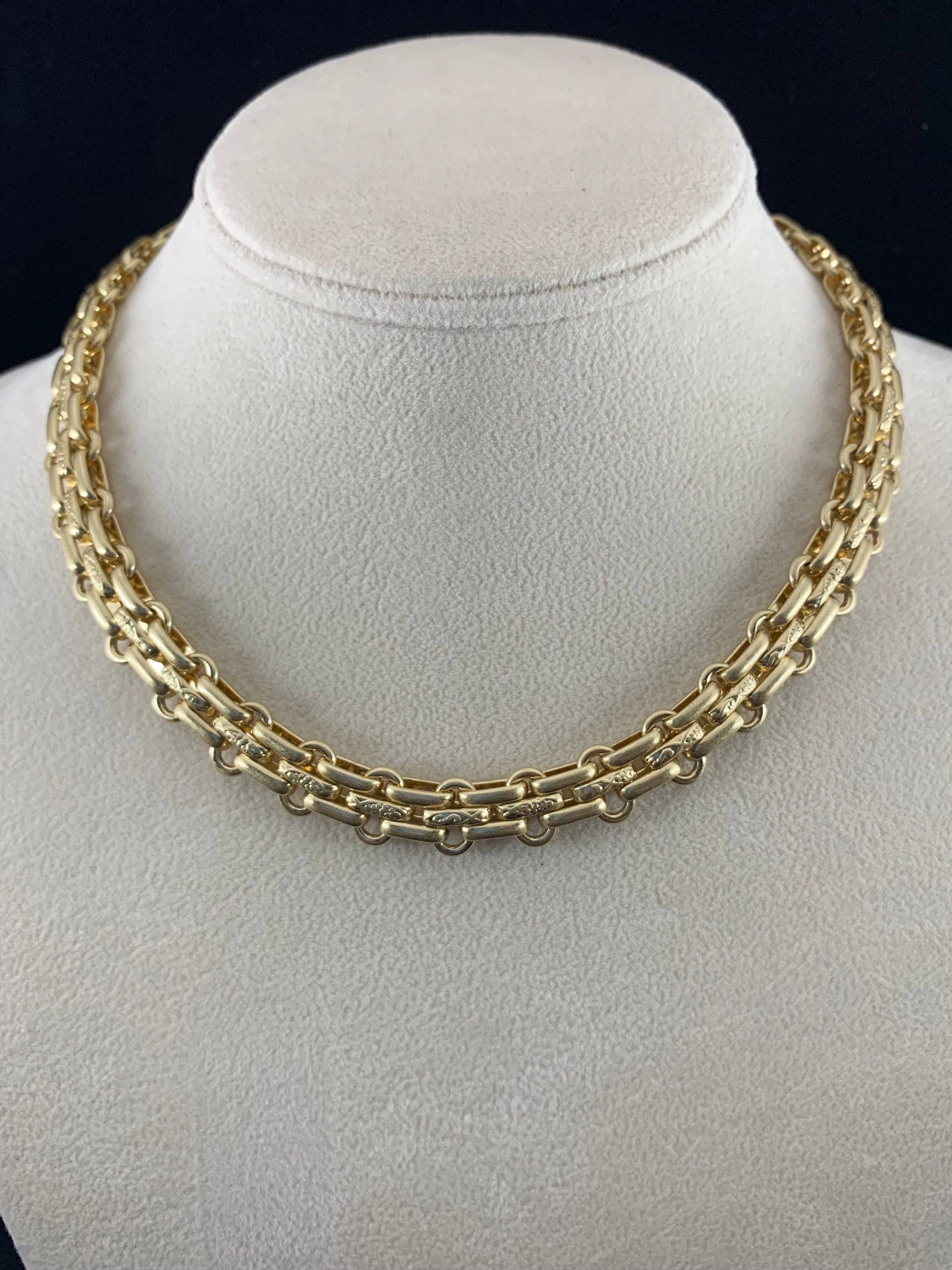 Don Warm Gold and Antique Silver Thick Chain Necklace