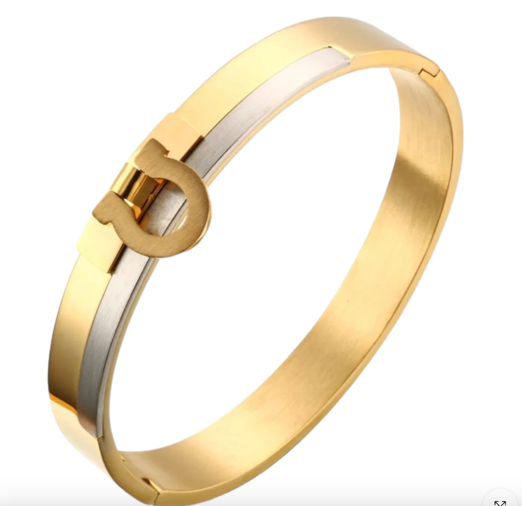 Equestrian Bangle Bracelet Cuff- Stainless Steel- Waterproof