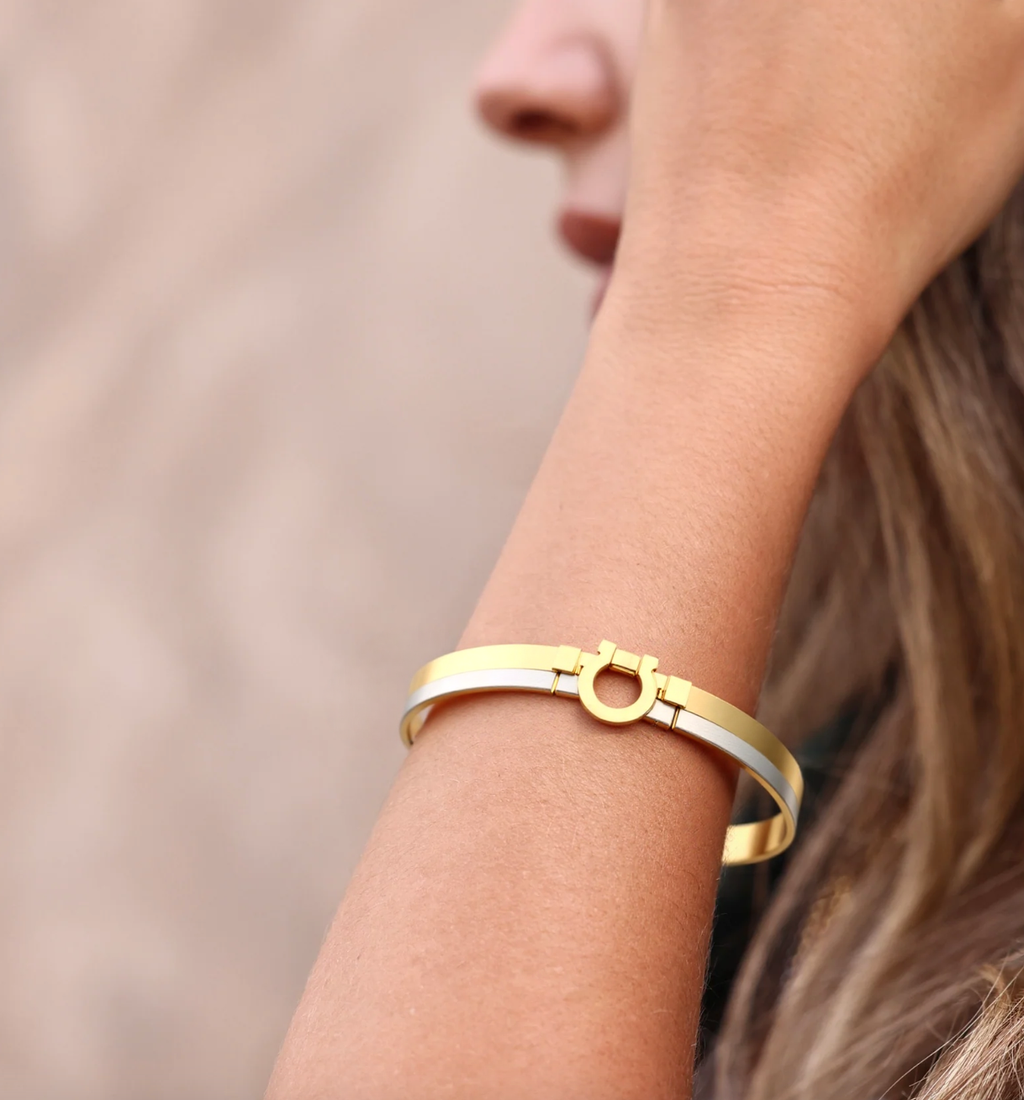 Equestrian Bangle Bracelet Cuff- Stainless Steel- Waterproof