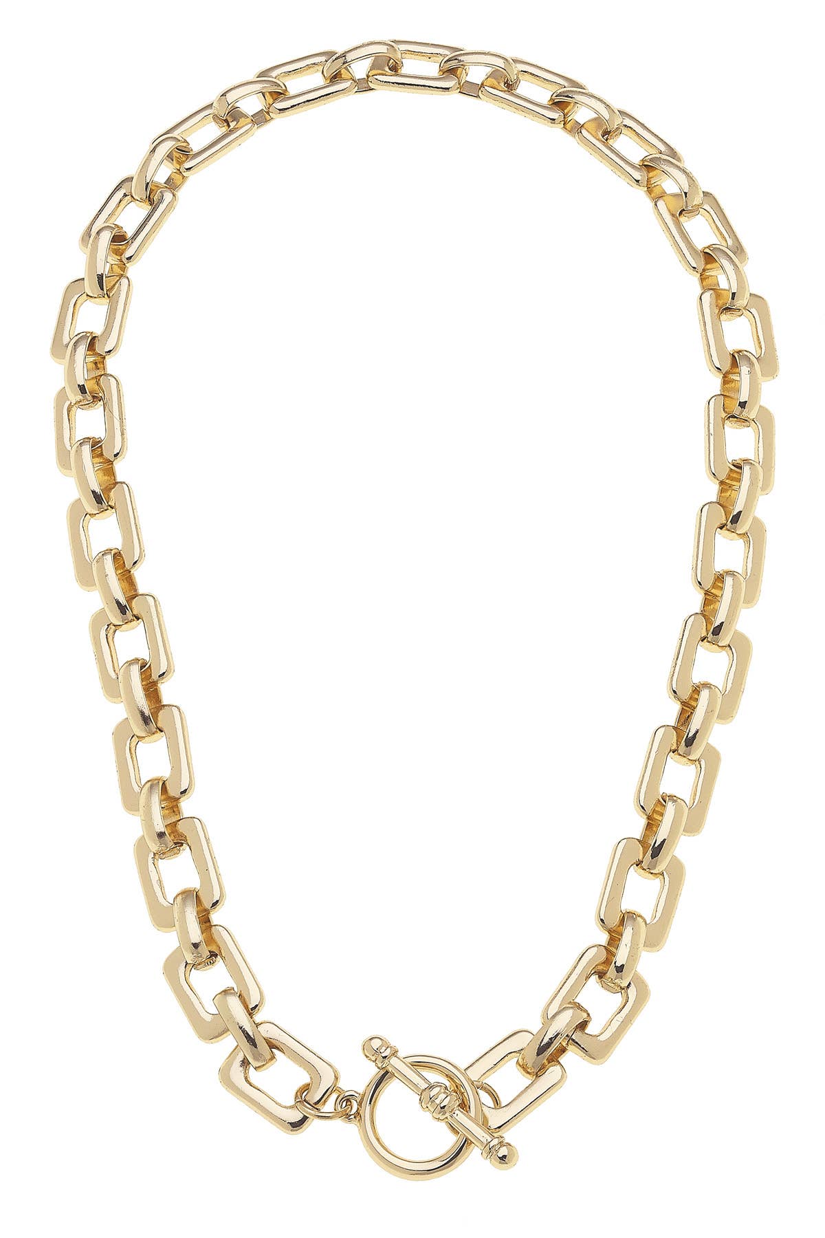 Conrad Chain Link Toggle Necklace in Shiny Gold