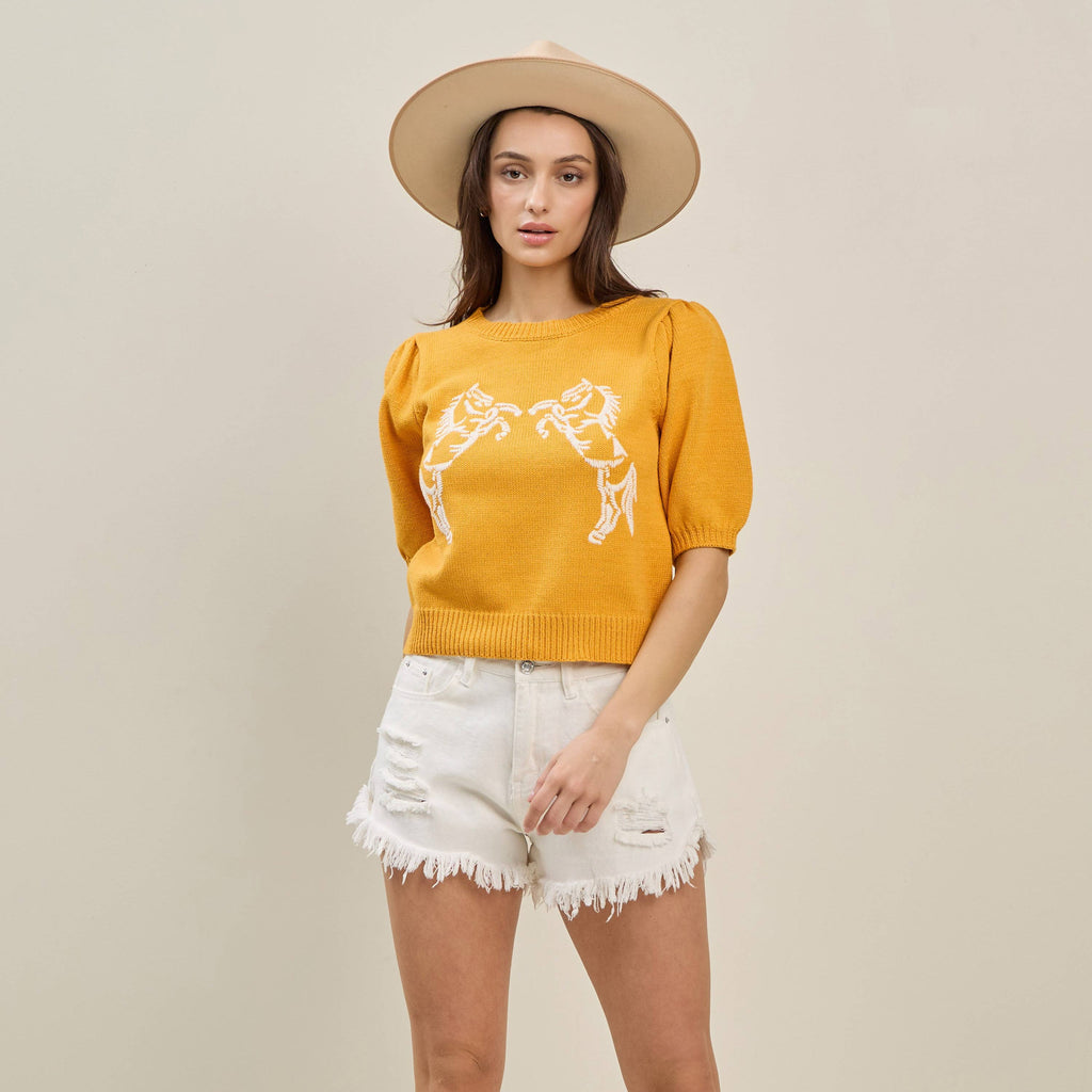 Horse embroidered sweater