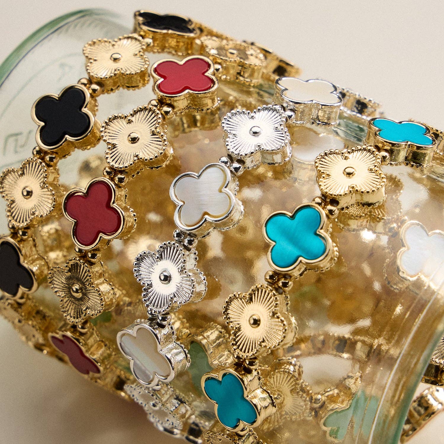 18K Gold Plated Lucky Clover Stretch Bracelet