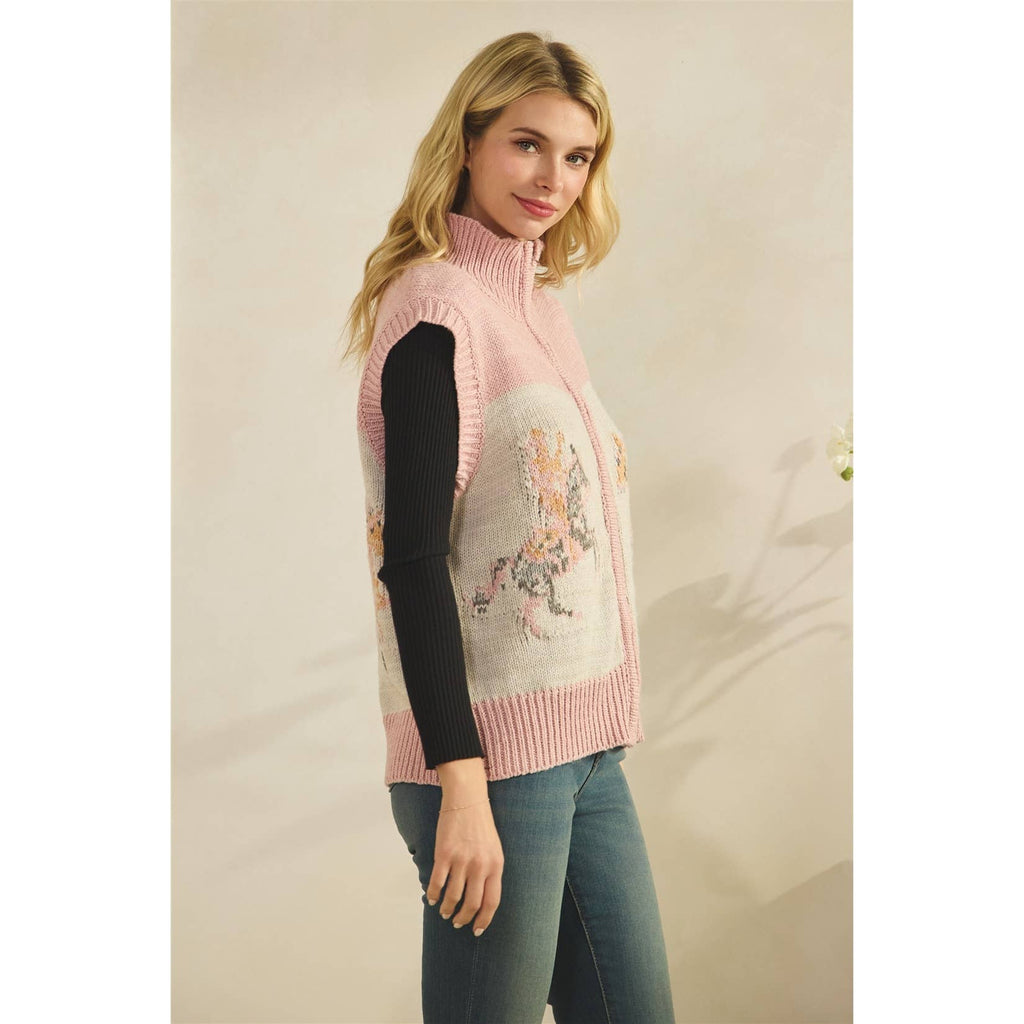 Printed Horse Sleeveless Knit Vest