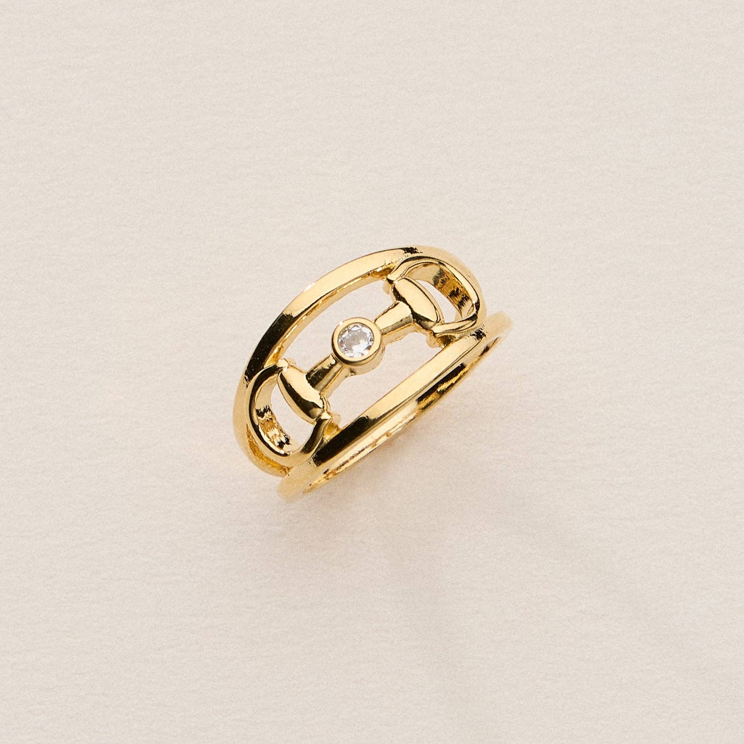 Double Band CZ Bit Ring – 18K Gold Dipped