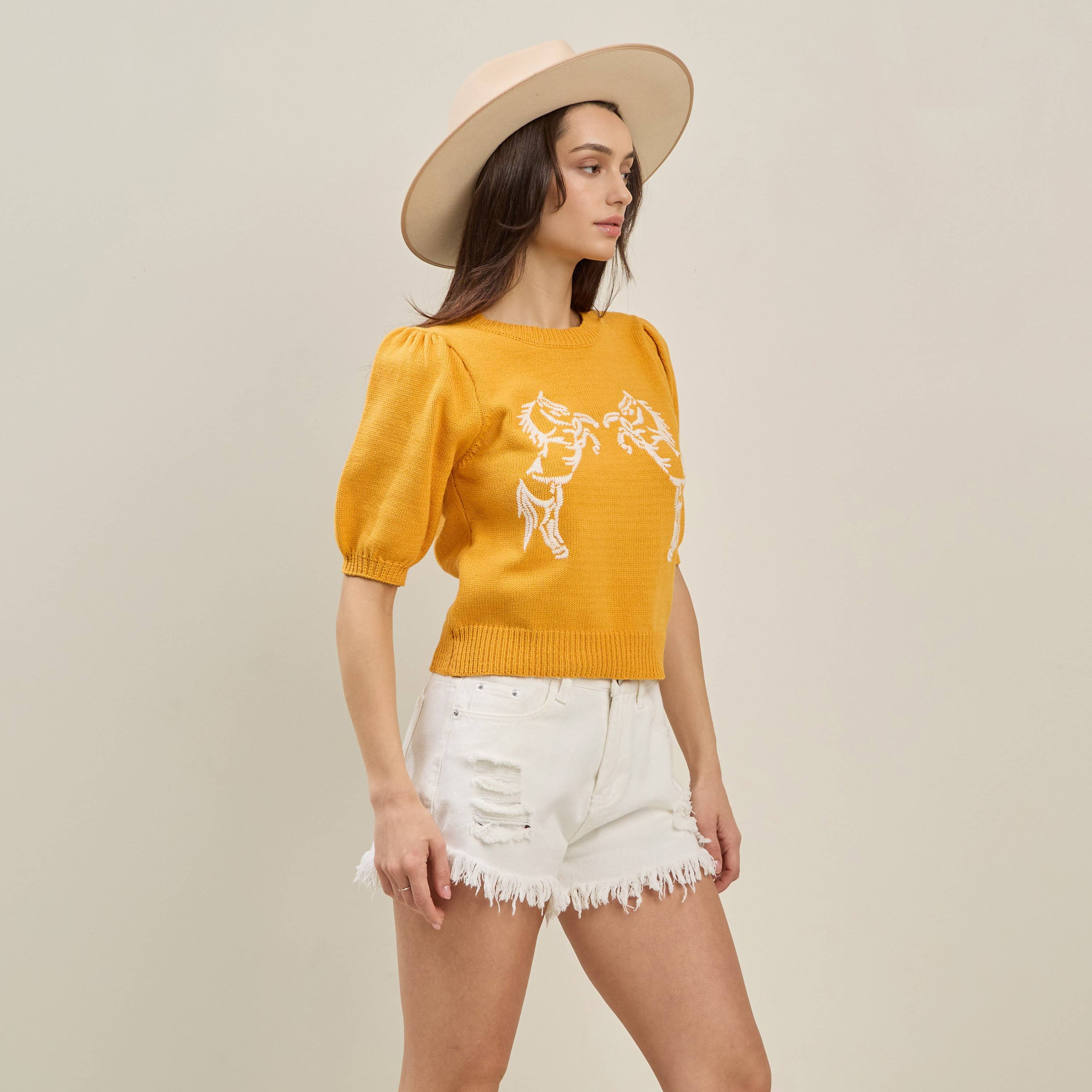 Horse embroidered sweater