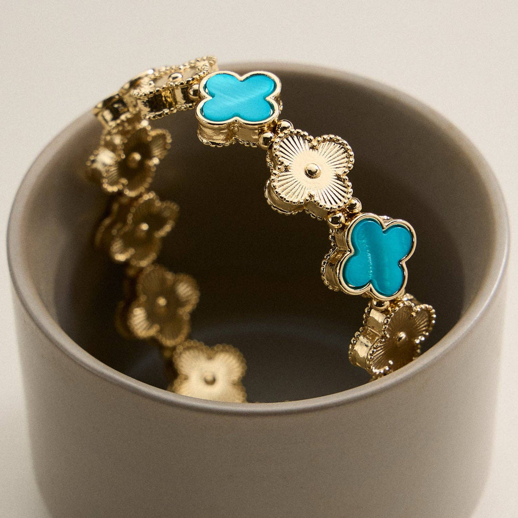 18K Gold Plated Lucky Clover Stretch Bracelet