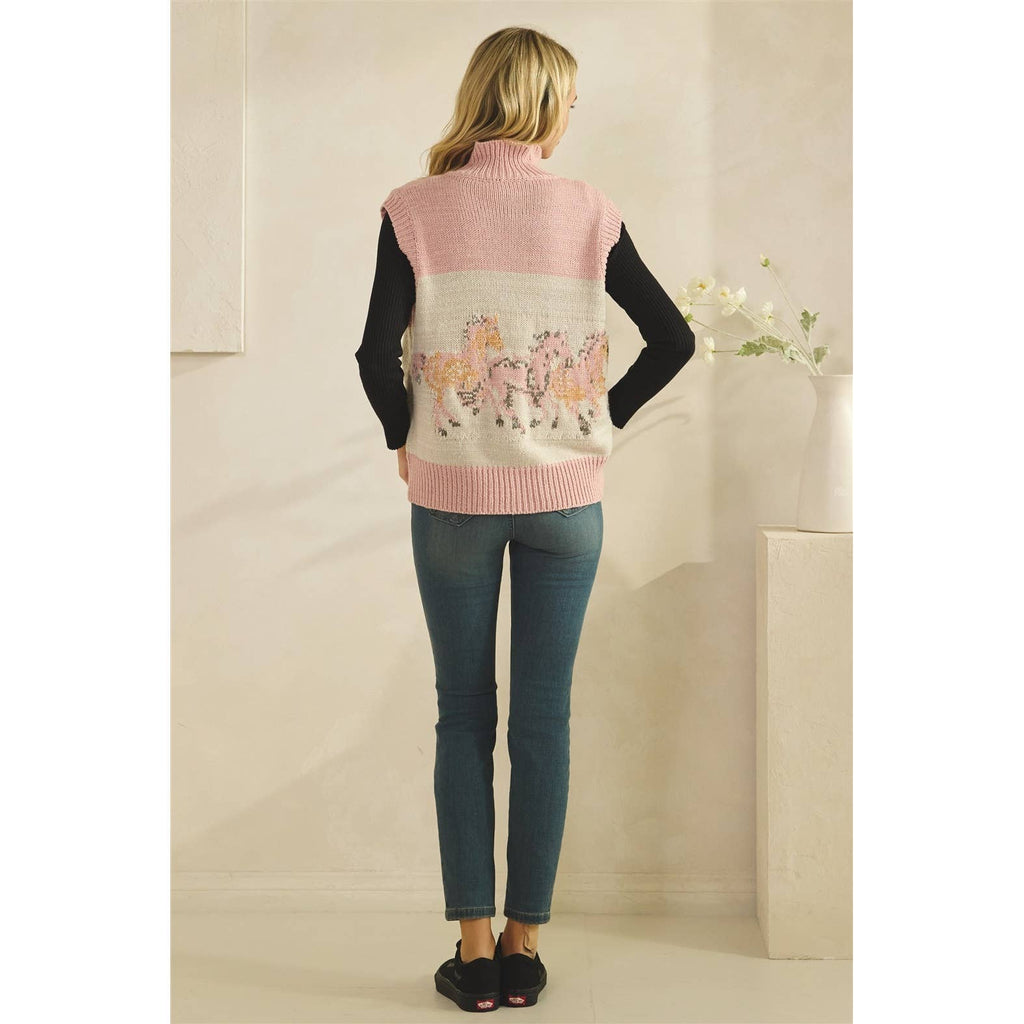 Printed Horse Sleeveless Knit Vest