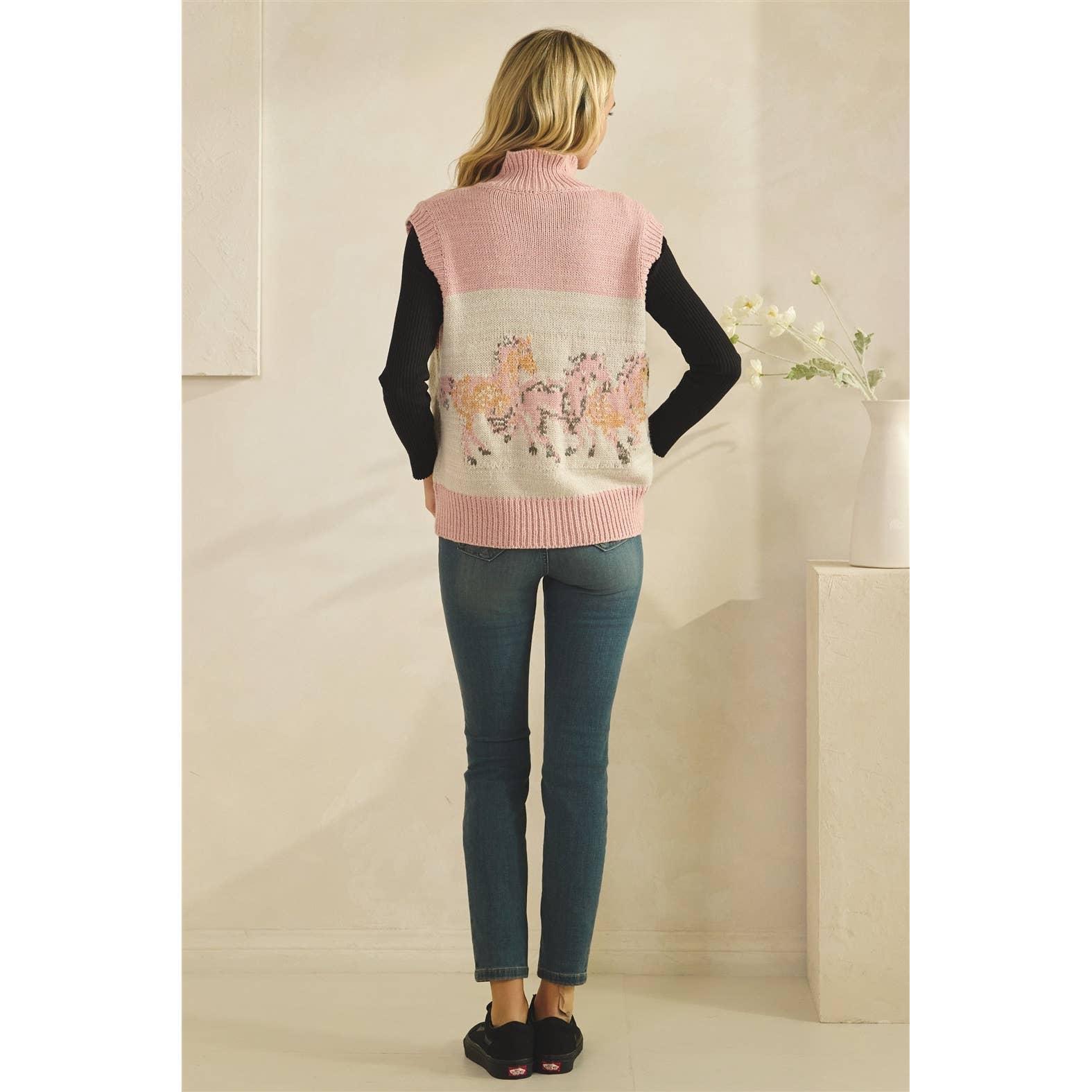 Printed Horse Sleeveless Knit Vest