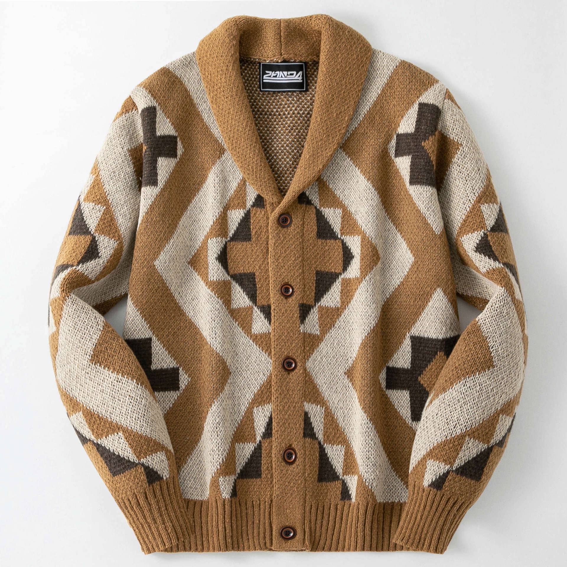 Vintage Western Aztec heavy weight Shawl neck knit cardigan