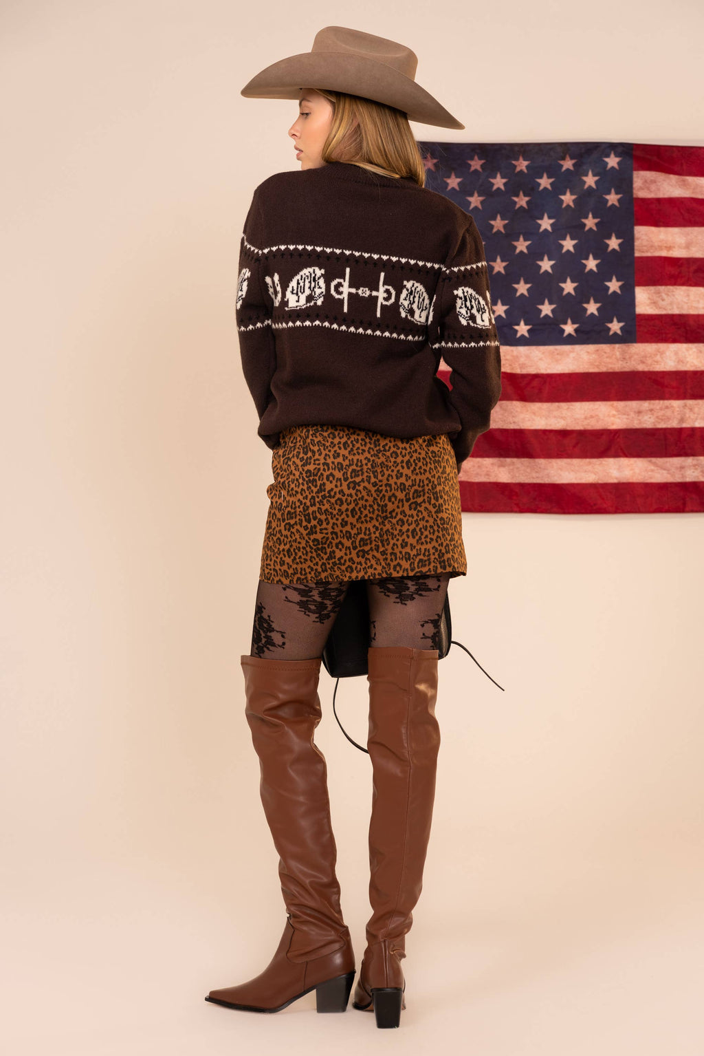 Horse Pattern Crew Neck Sweater