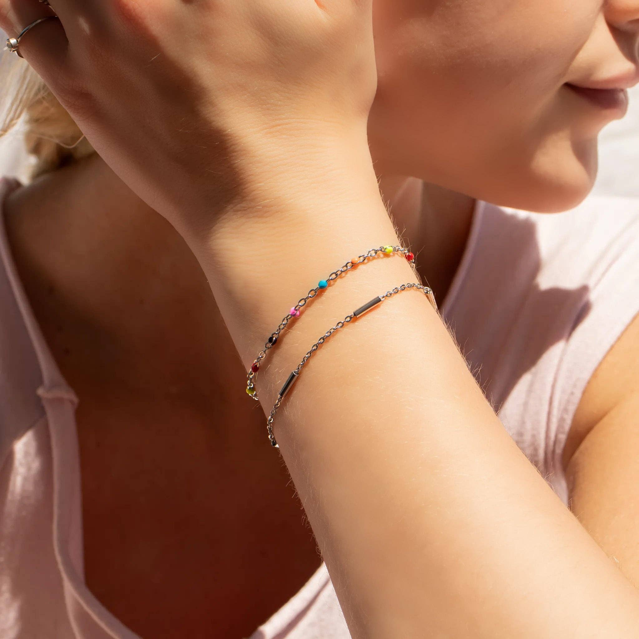 18K Gold PVD Stainless Steel Muti Color Confetti Bracelet