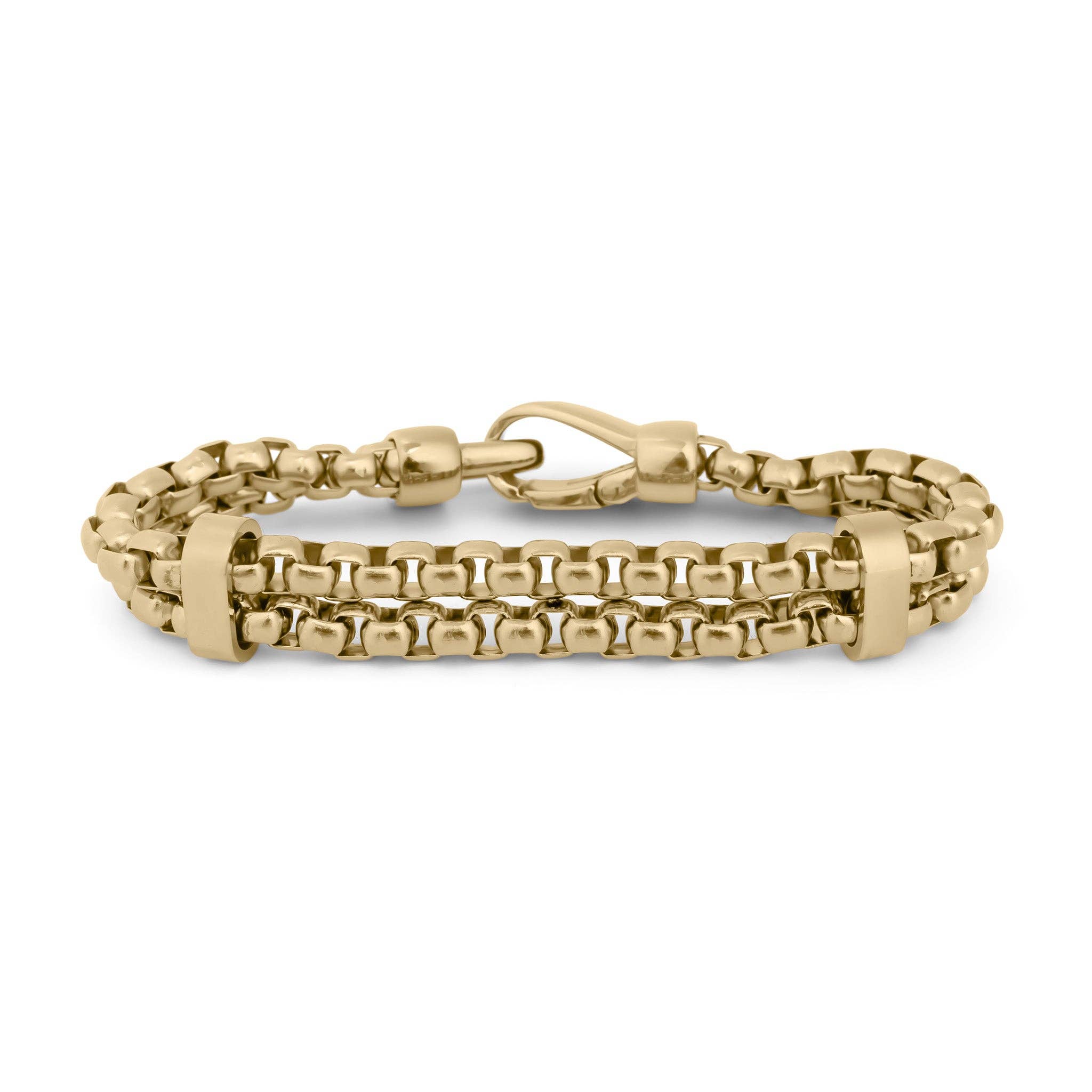 18K Gold PVD Double Chain Metal Clasp Bracelet