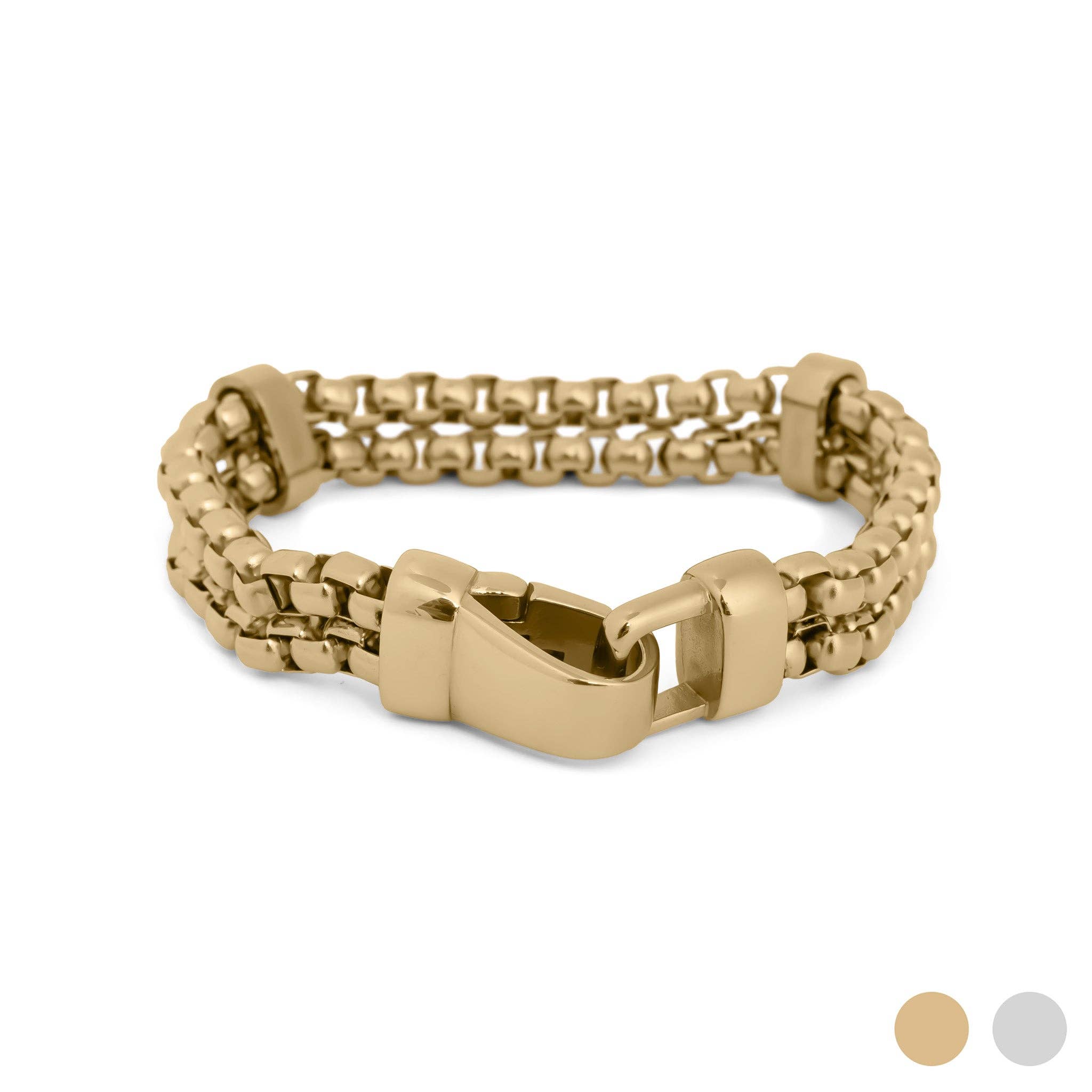 18K Gold PVD Double Chain Metal Clasp Bracelet