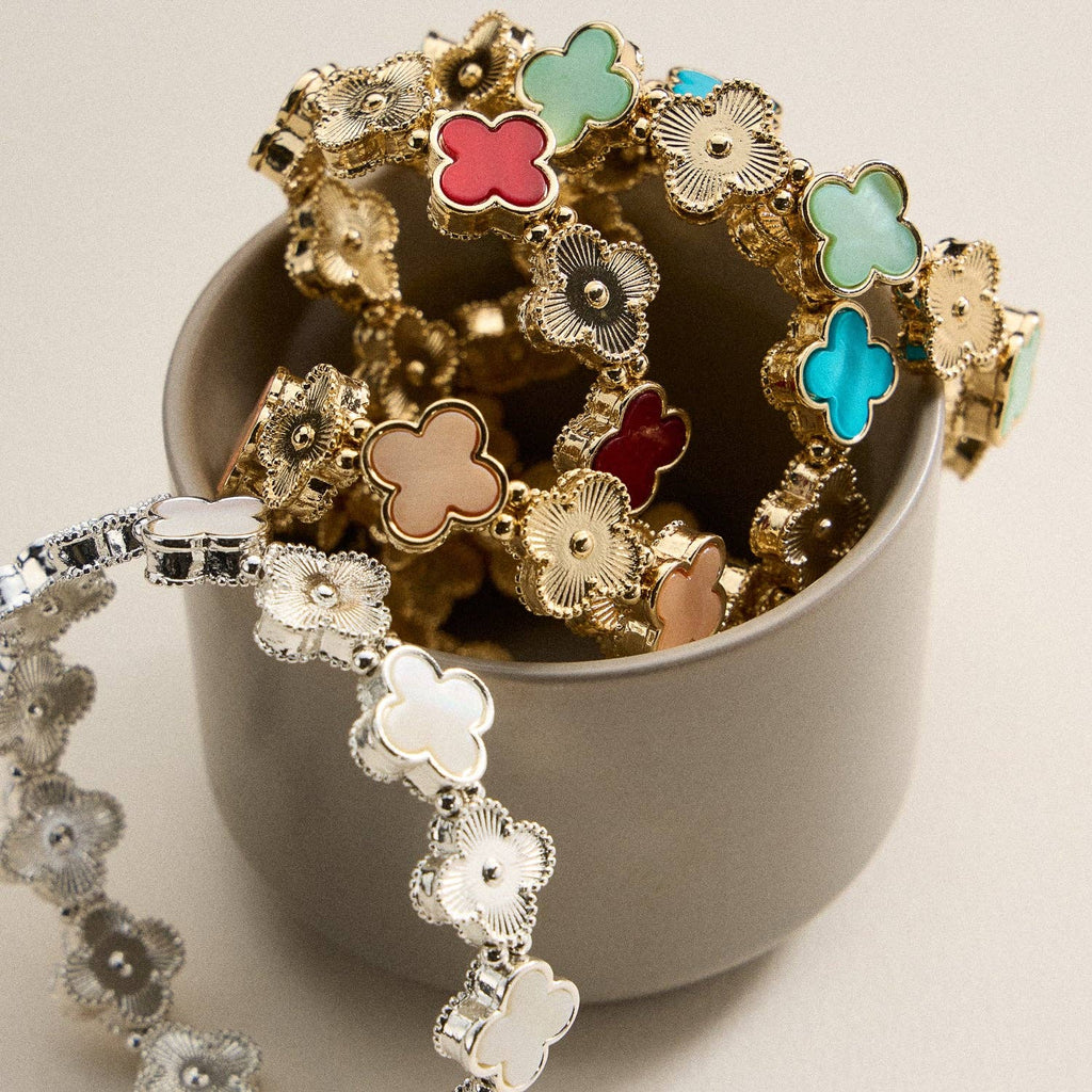 18K Gold Plated Lucky Clover Stretch Bracelet