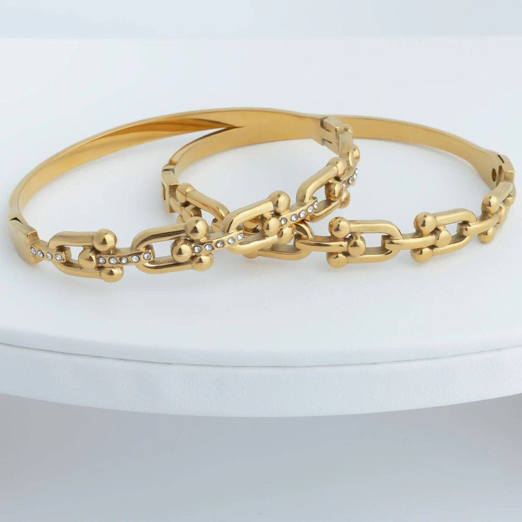 18K Gold PVD Stainless Steel Hardware Bangle Bracelet
