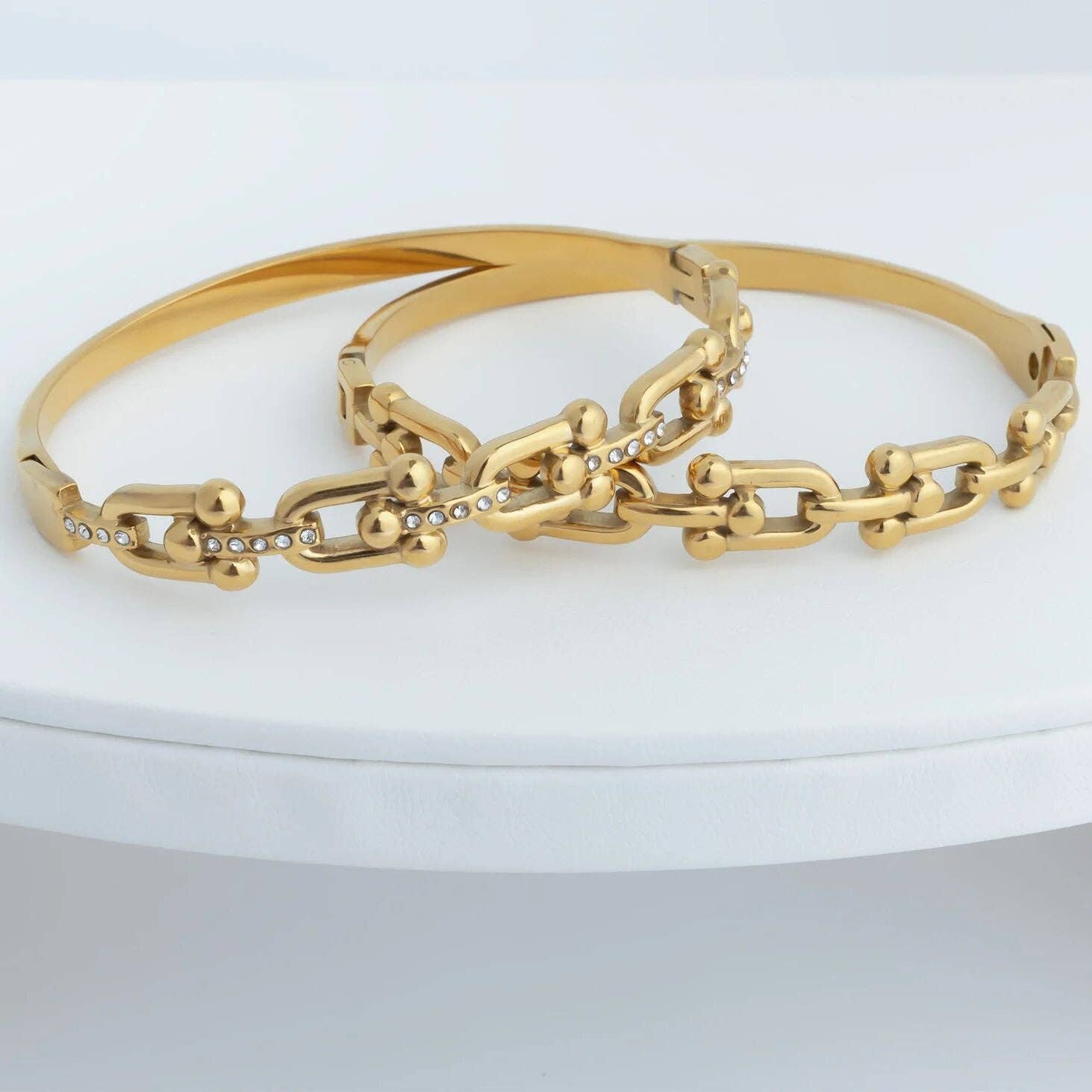 18K Gold PVD Stainless Steel Hardware Bangle Bracelet