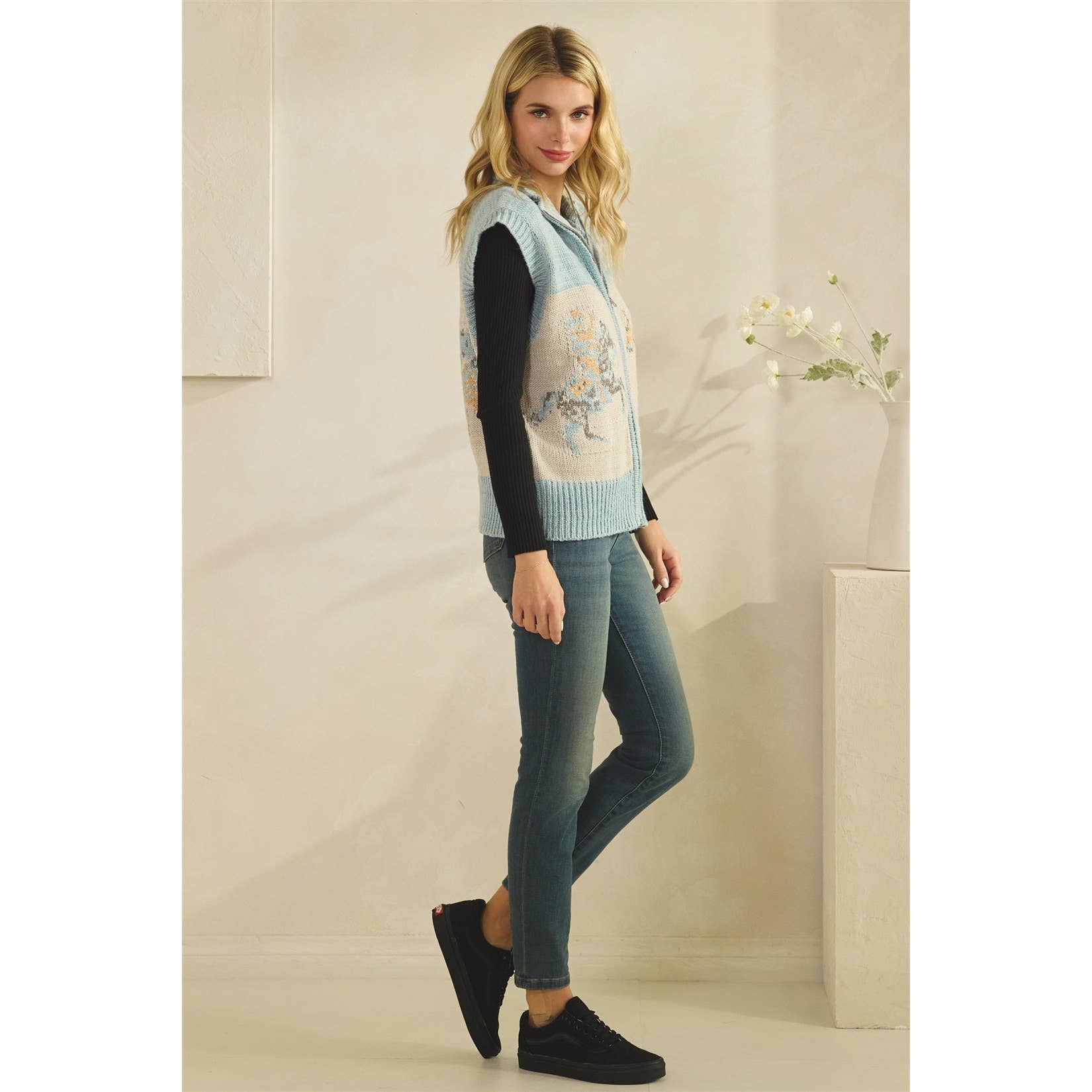 Printed Horse Sleeveless Knit Vest