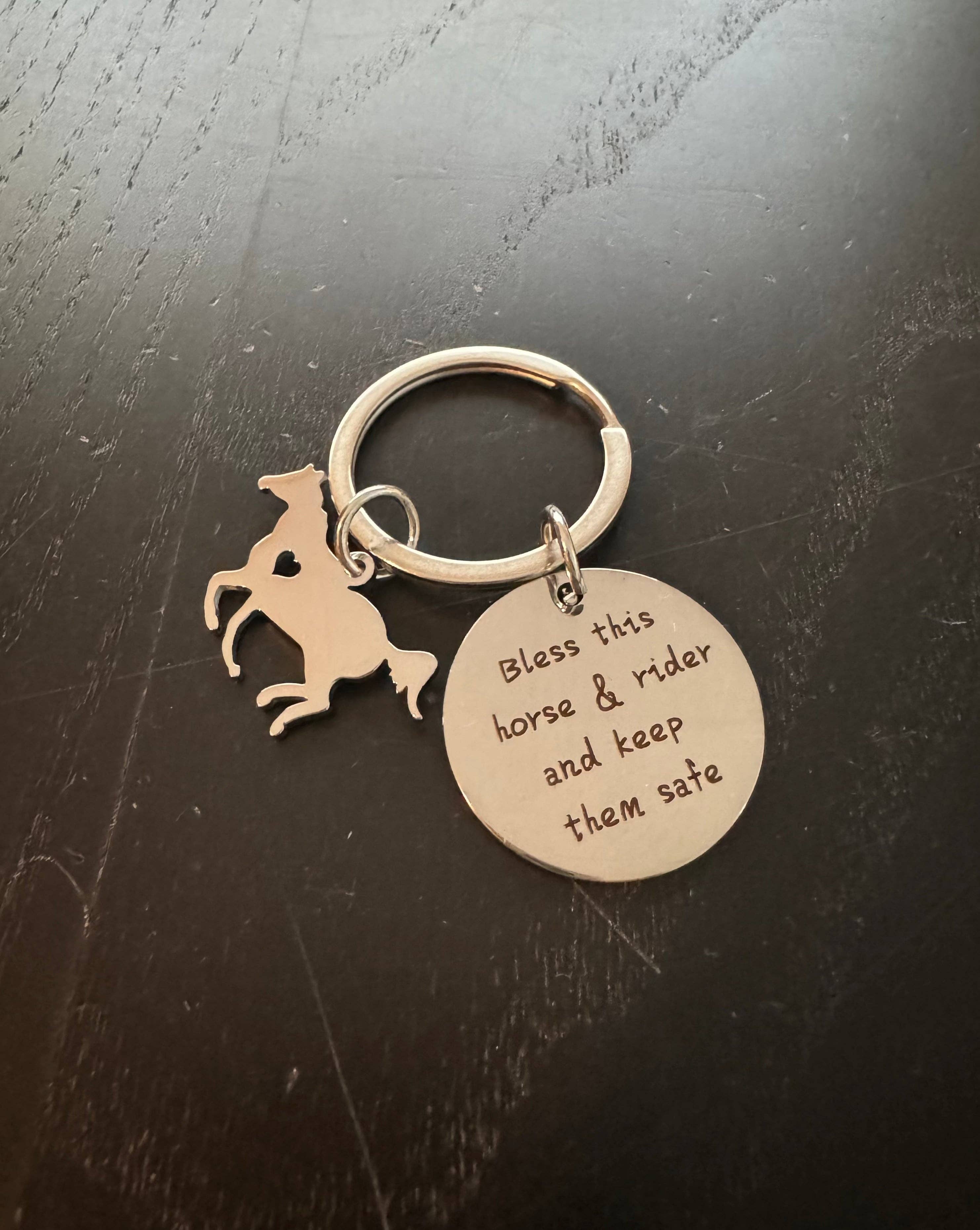 Bless This Horse & Rider Keychain
