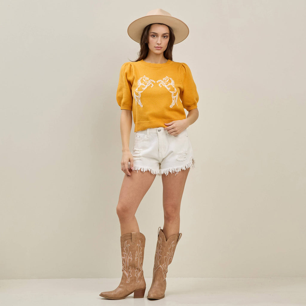 Horse embroidered sweater