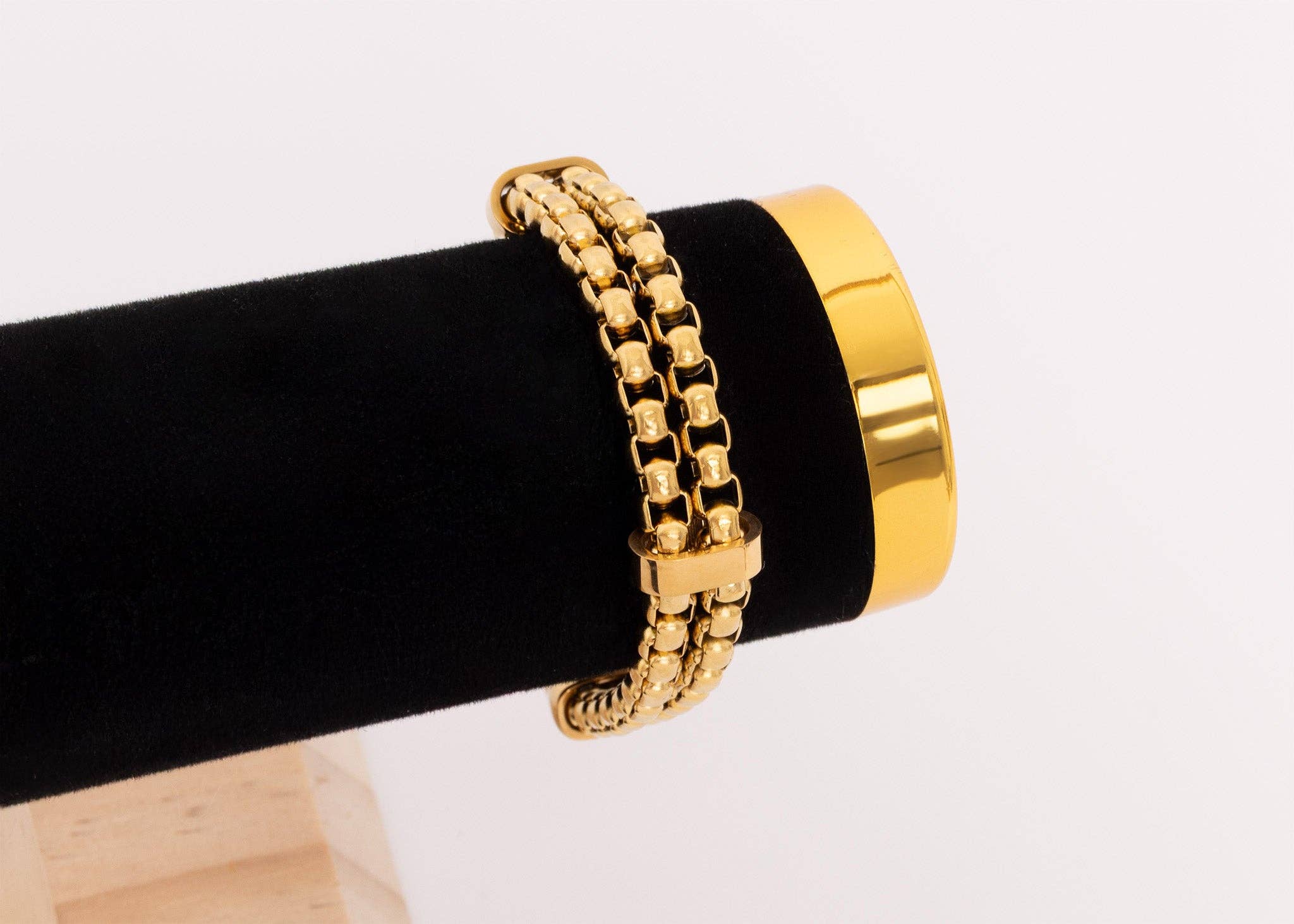 18K Gold PVD Double Chain Metal Clasp Bracelet