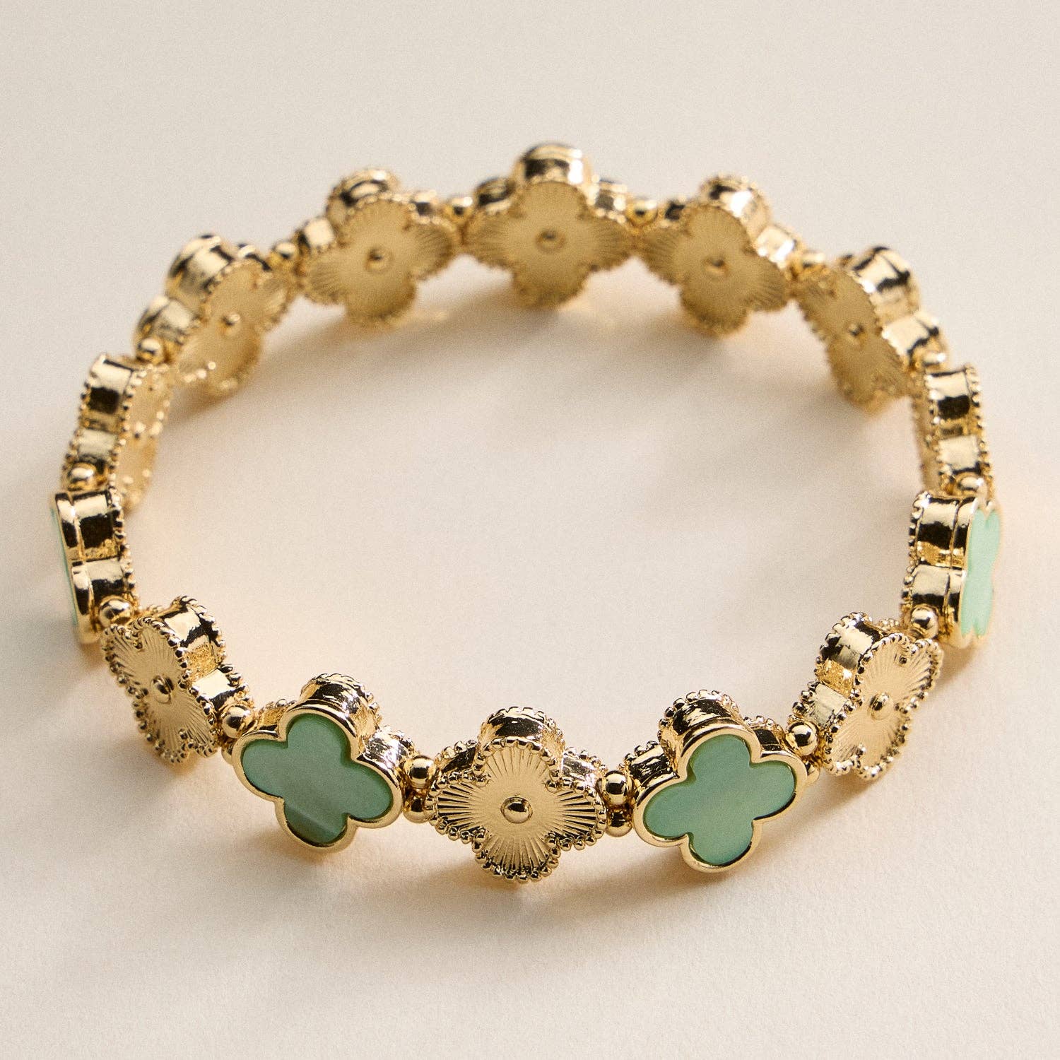 18K Gold Plated Lucky Clover Stretch Bracelet
