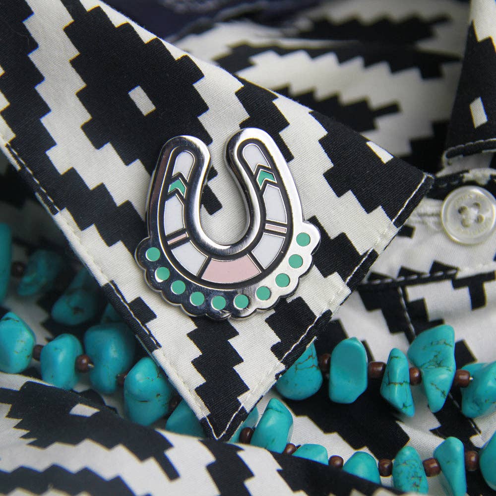 Thundering Hooves Equestrian Pony Pin - Lucky Horseshoe