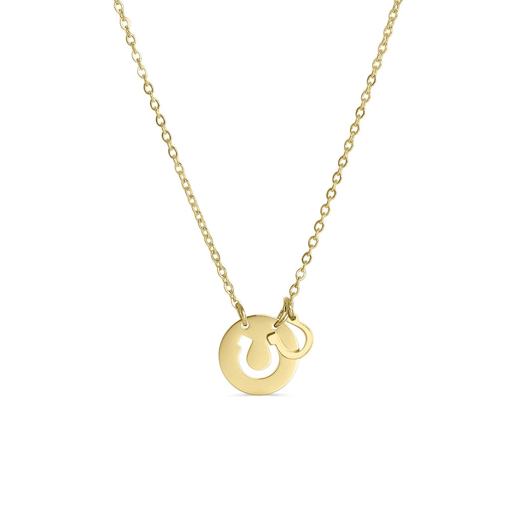 Western Stainless Steel / Gold Horseshoe Charm Necklace