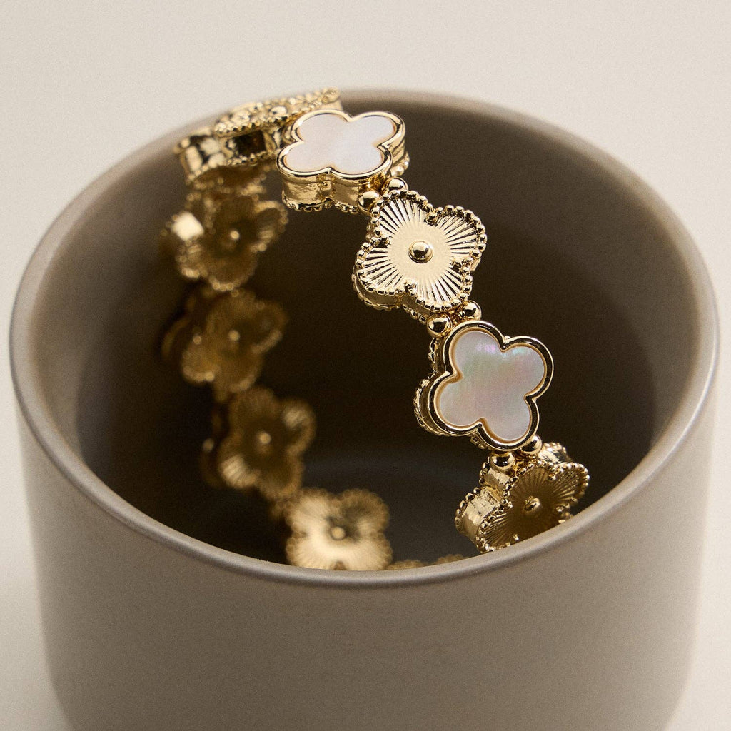 18K Gold Plated Lucky Clover Stretch Bracelet