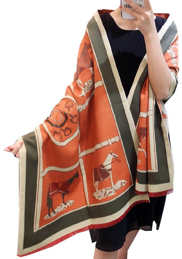 Equestrian Orange Reversible Wrap – Gallop Collection