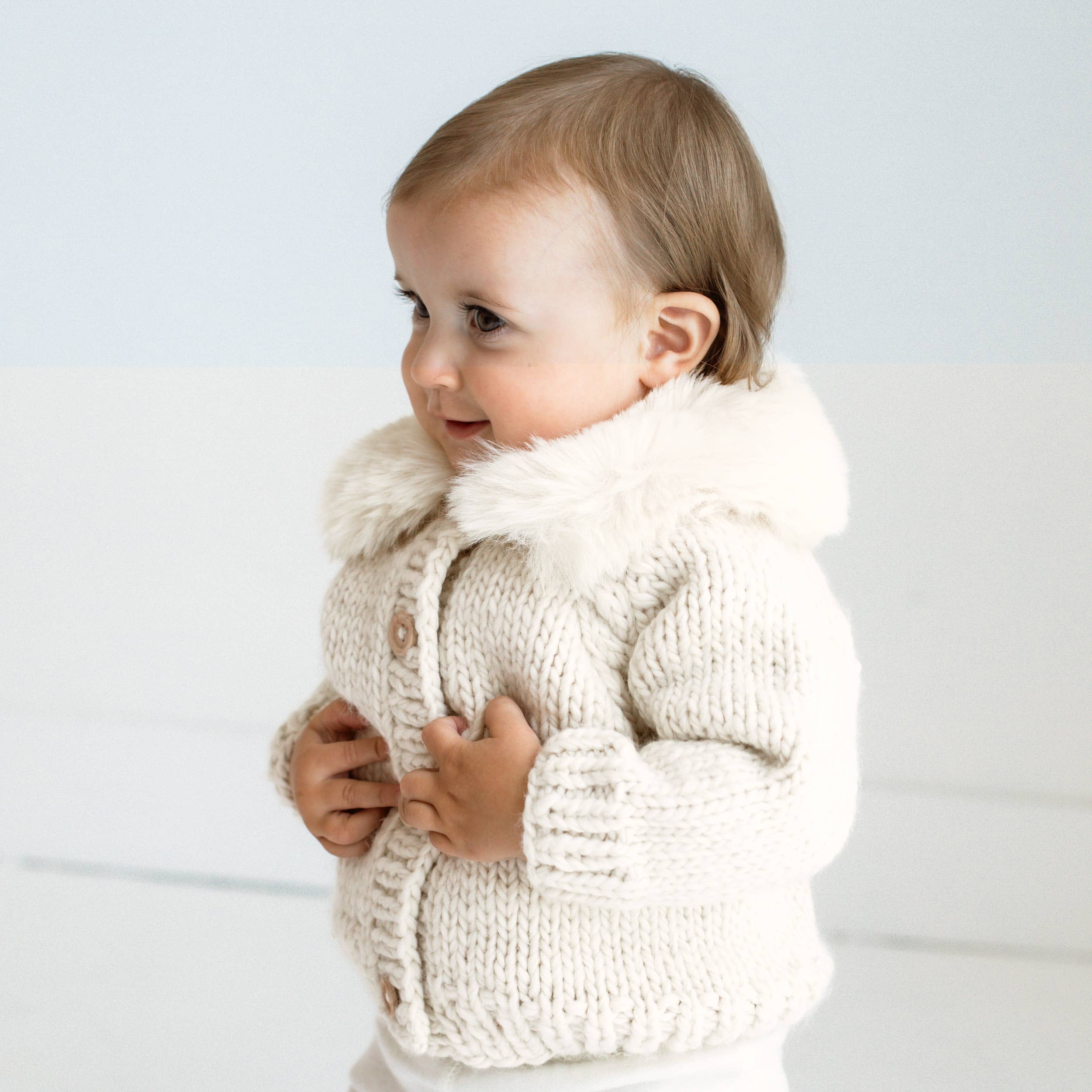 Fur Collar Natural Cardigan Sweater Baby & Toddler