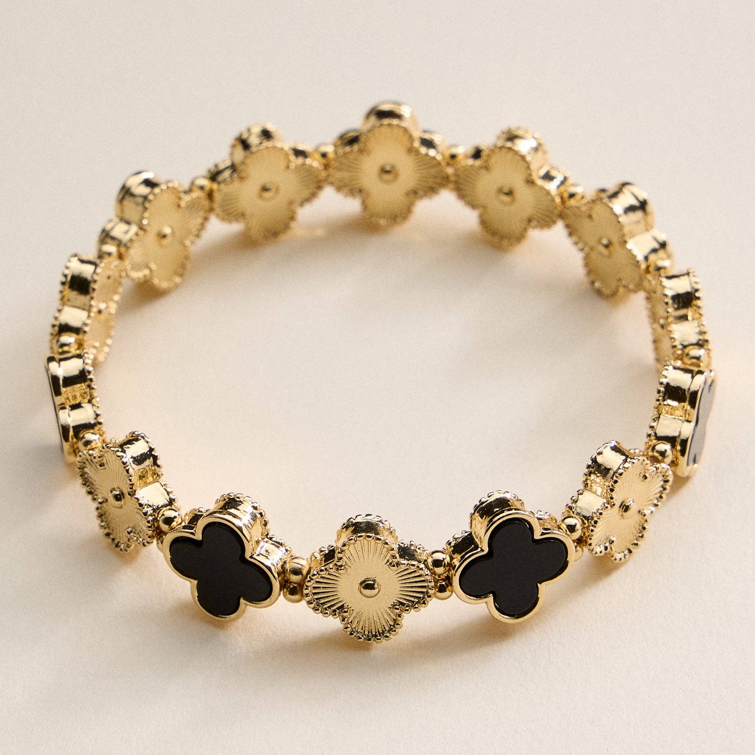 18K Gold Plated Lucky Clover Stretch Bracelet
