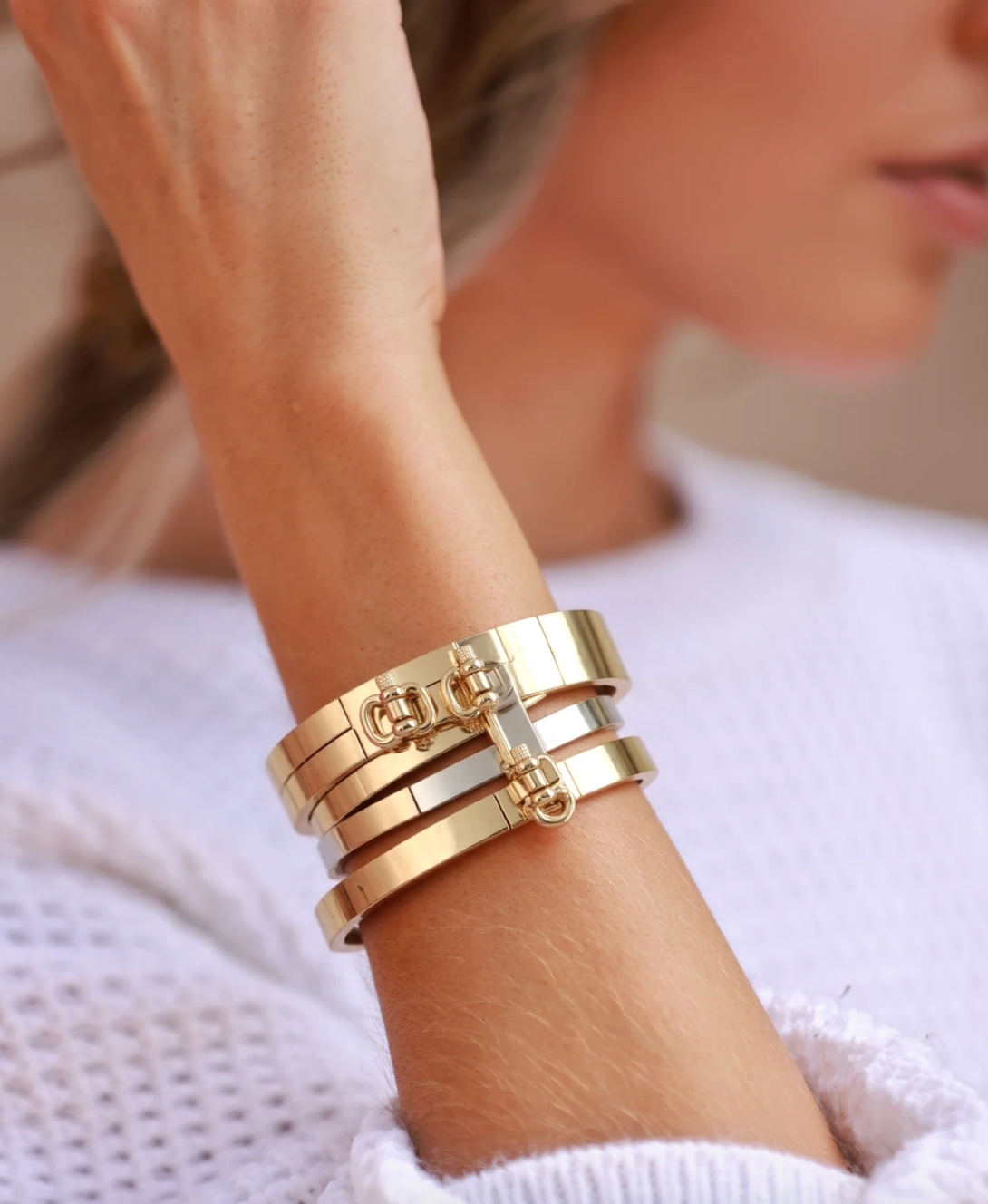 Equestrian Bangle Bracelet Cuff- Stainless Steel- Waterproof