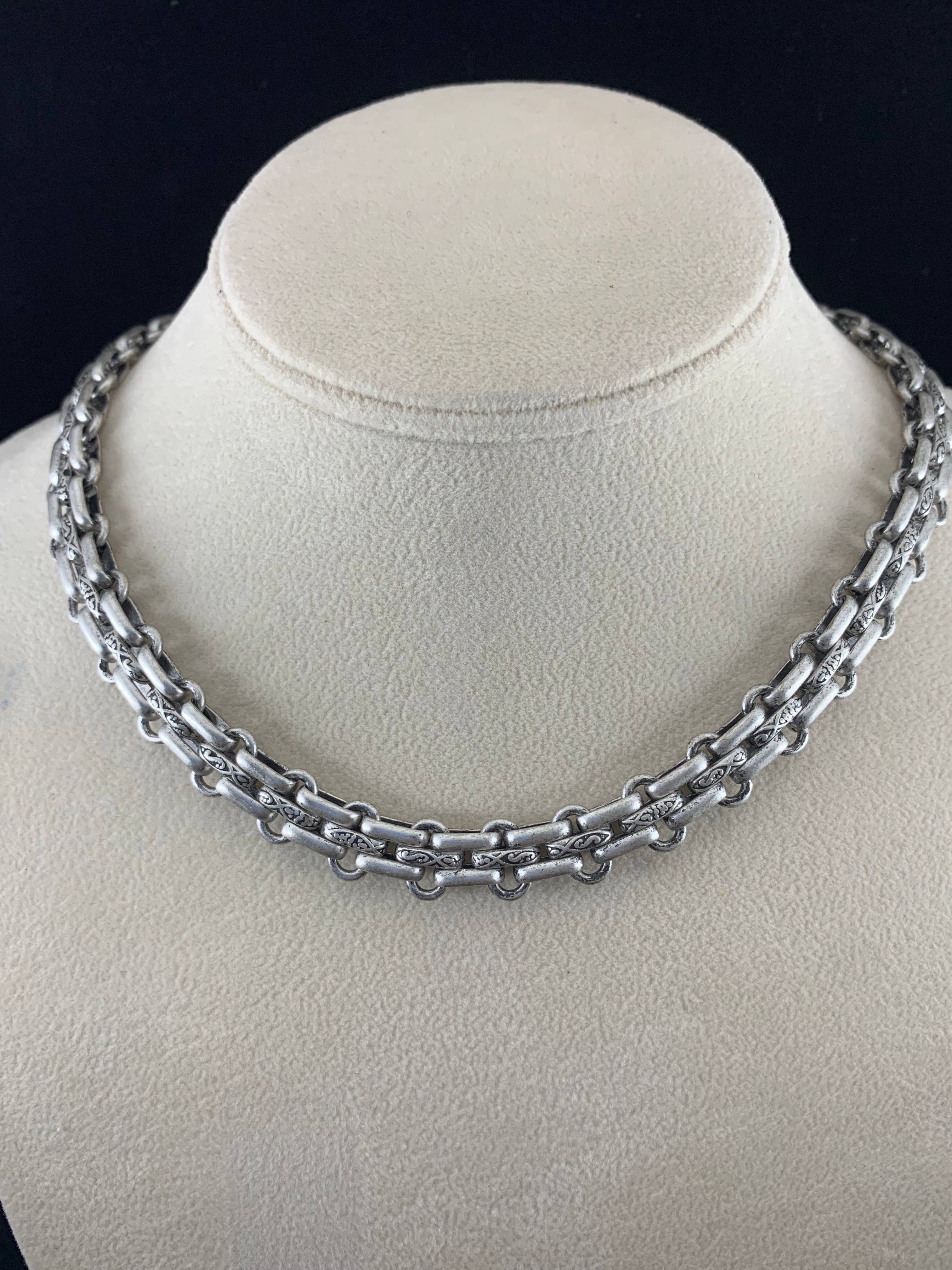 Don Warm Gold and Antique Silver Thick Chain Necklace