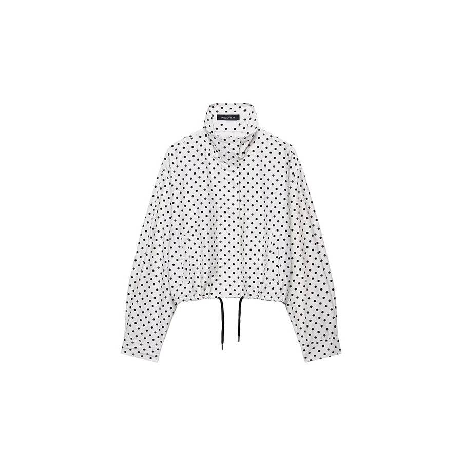 Turtleneck Zipper Polka Dot Printed Jacket