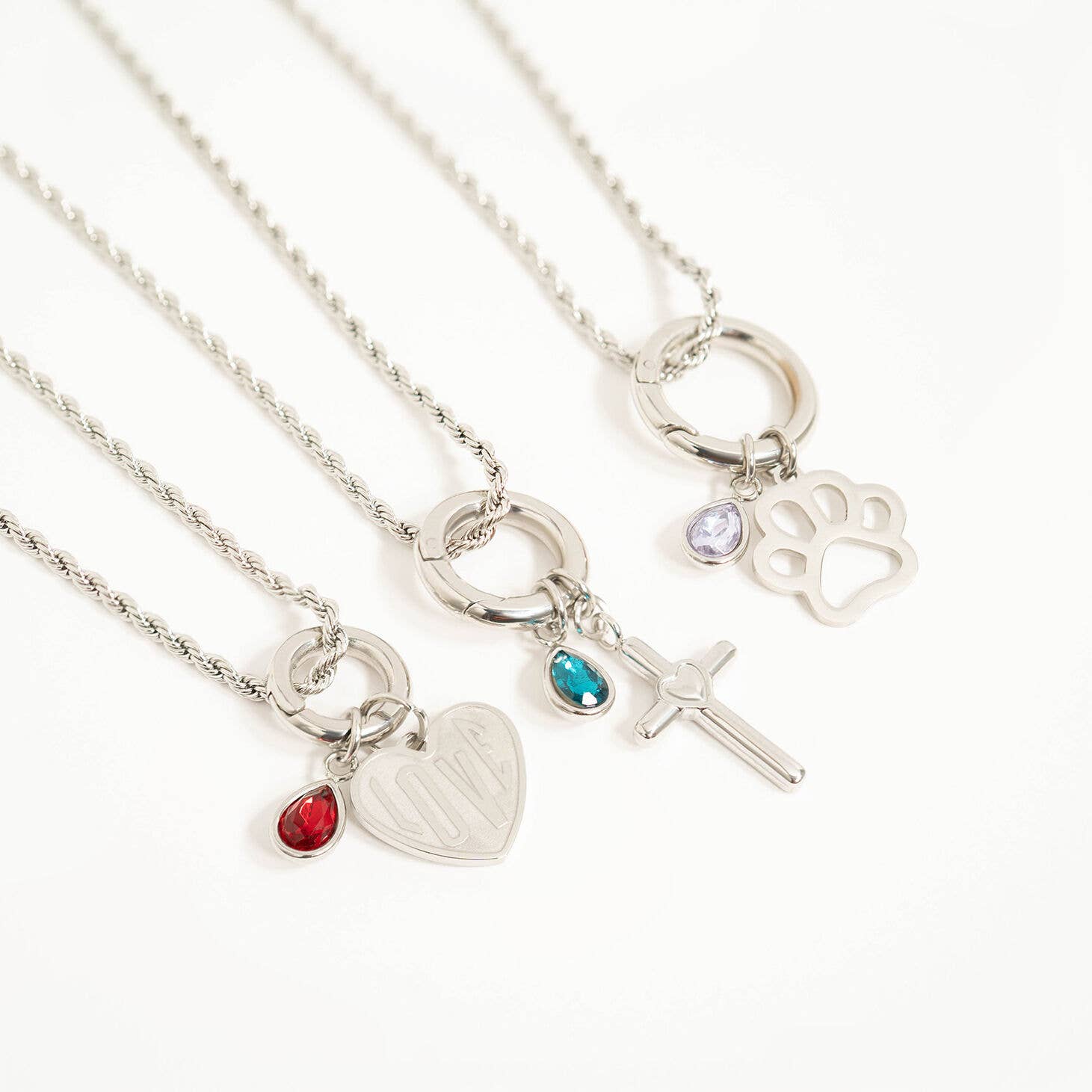 18K Gold PVD Stainless Steel Heart in Cross Charm