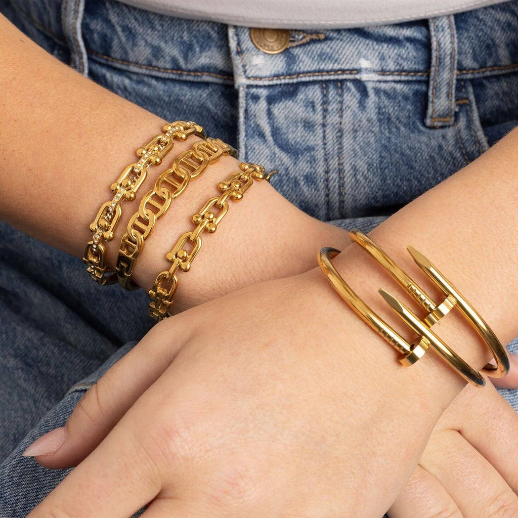 18K Gold PVD Stainless Steel Hardware Bangle Bracelet