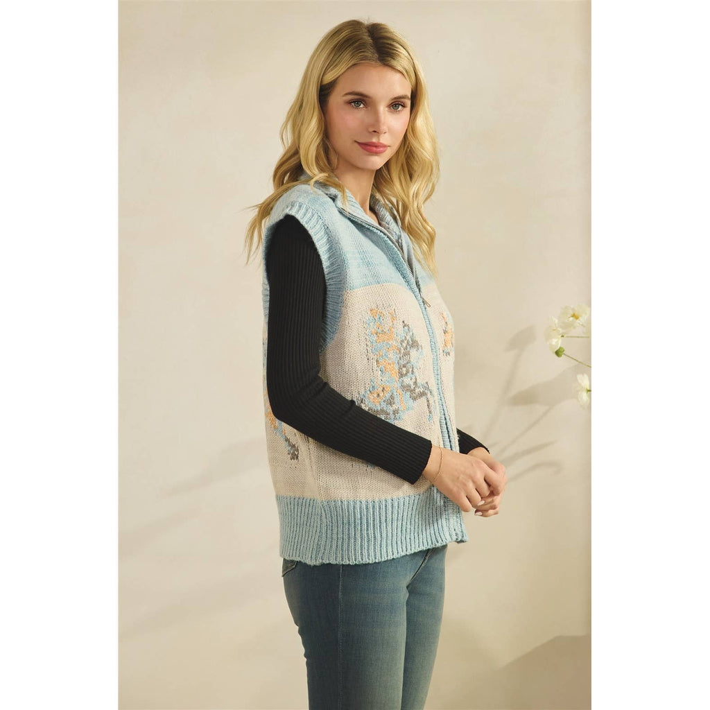 Printed Horse Sleeveless Knit Vest