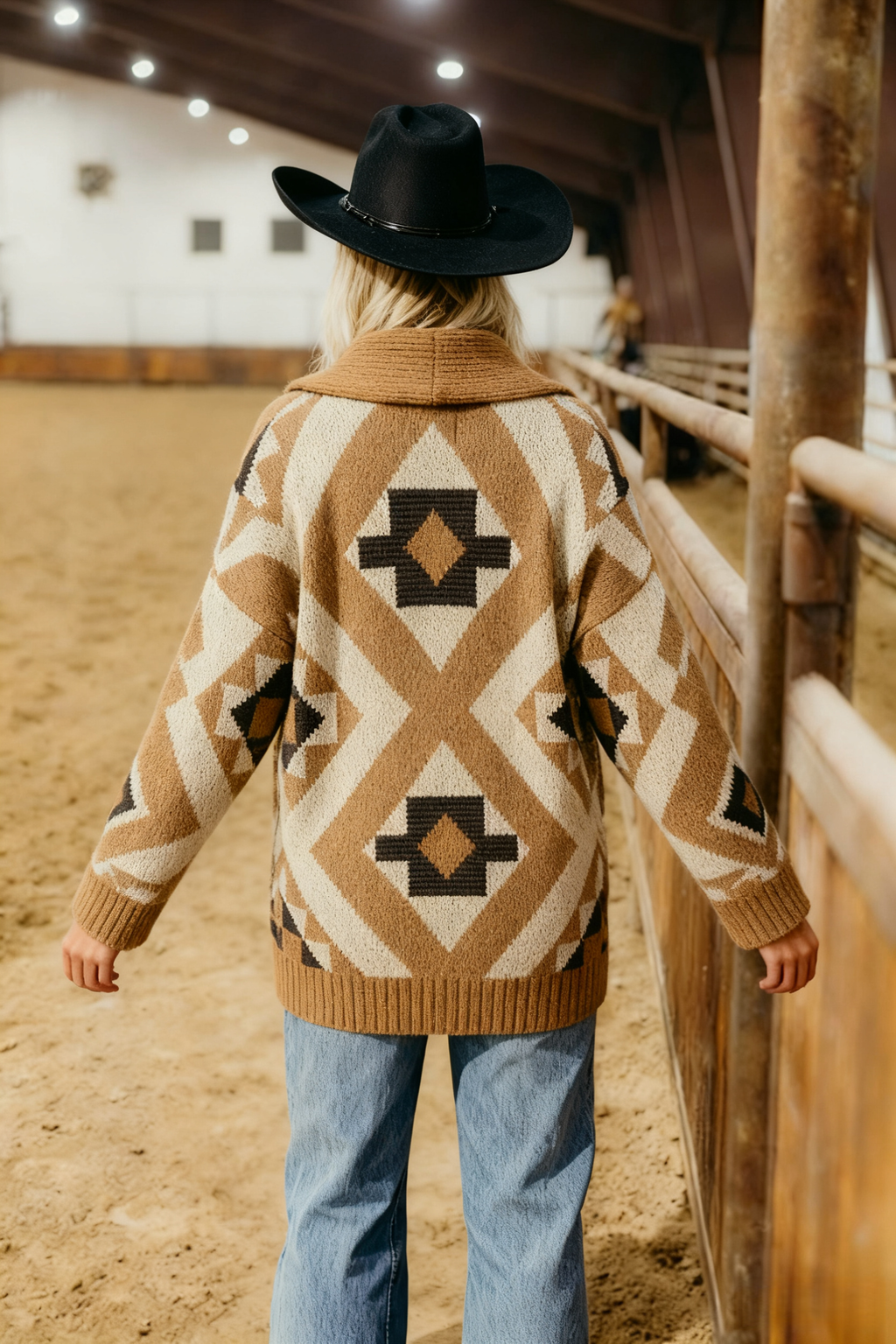 Vintage Western Aztec heavy weight Shawl neck knit cardigan