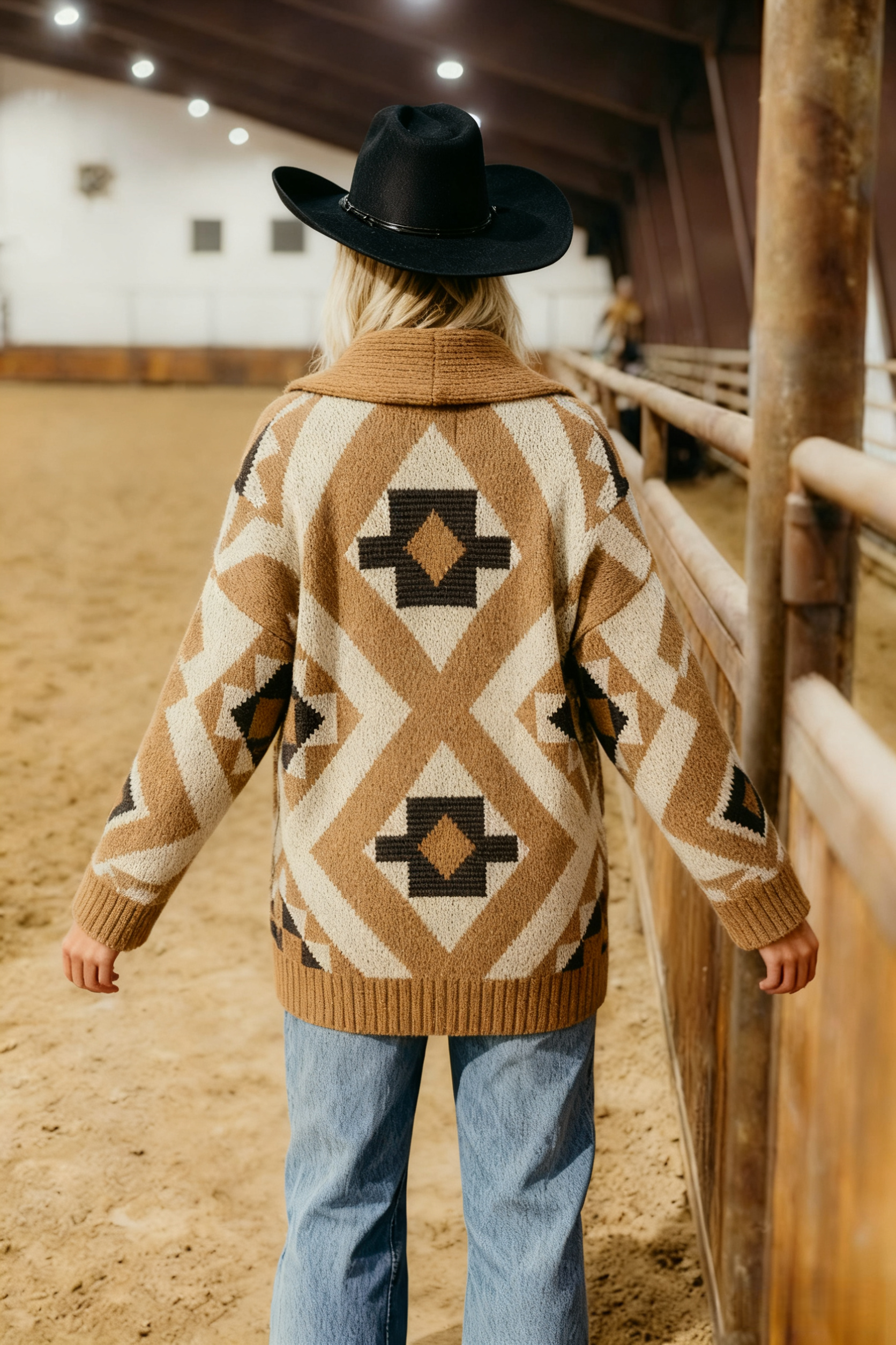 Vintage Western Aztec heavy weight Shawl neck knit cardigan