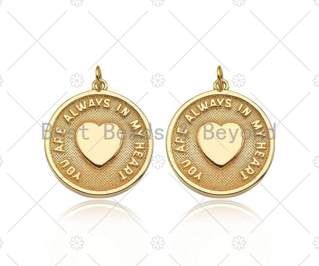14K Gold Filled Heart On Round Medallion Pendant,SKU#LX03