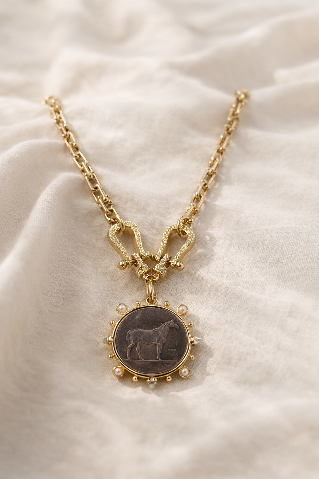 Gorgeous Gold Horse Coin Necklace