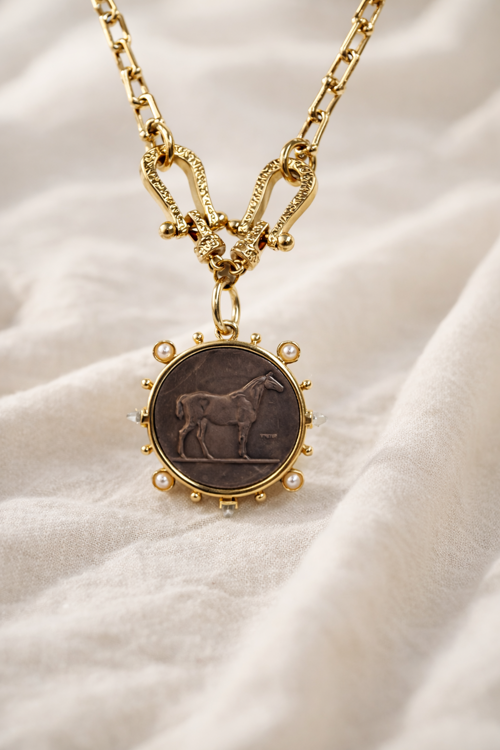 Gorgeous Gold Horse Coin Necklace