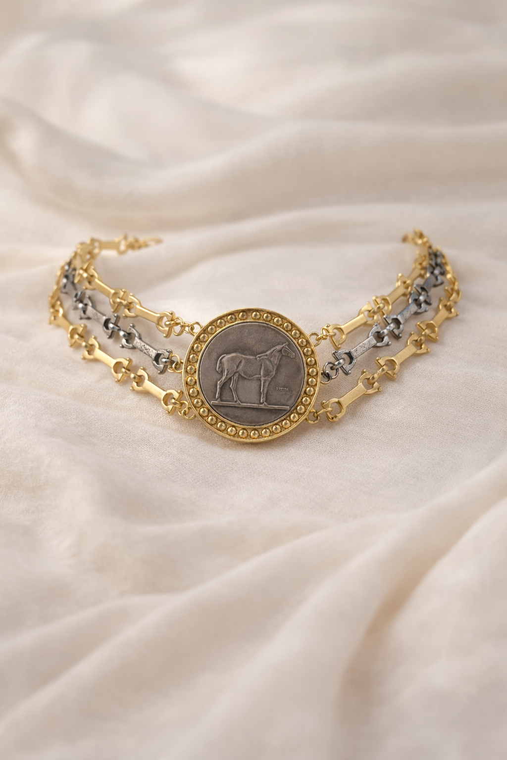 Triple strand coin necklace