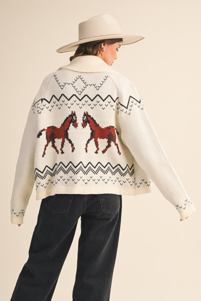 Cardigan Sweater w/Horse