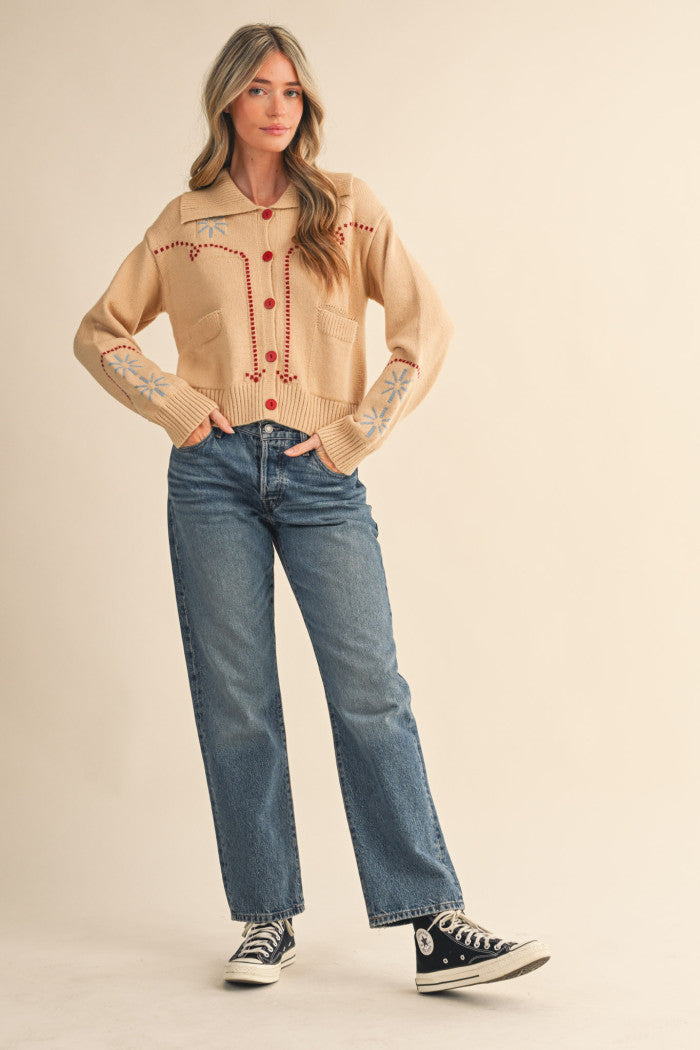 Tan/Burgundy Sweater